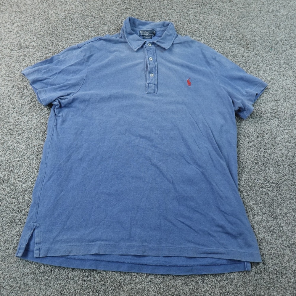 VTG Ralph Lauren Polo Shirt Mens XL Blue Featherweight Mesh Popover Pony Golf